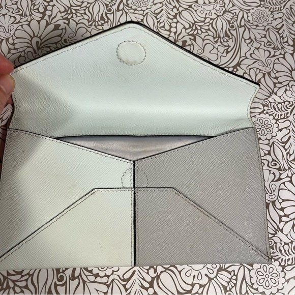 Henri Bendel New York bicolor leather envelope fold over snap clutch - Picture 7 of 10